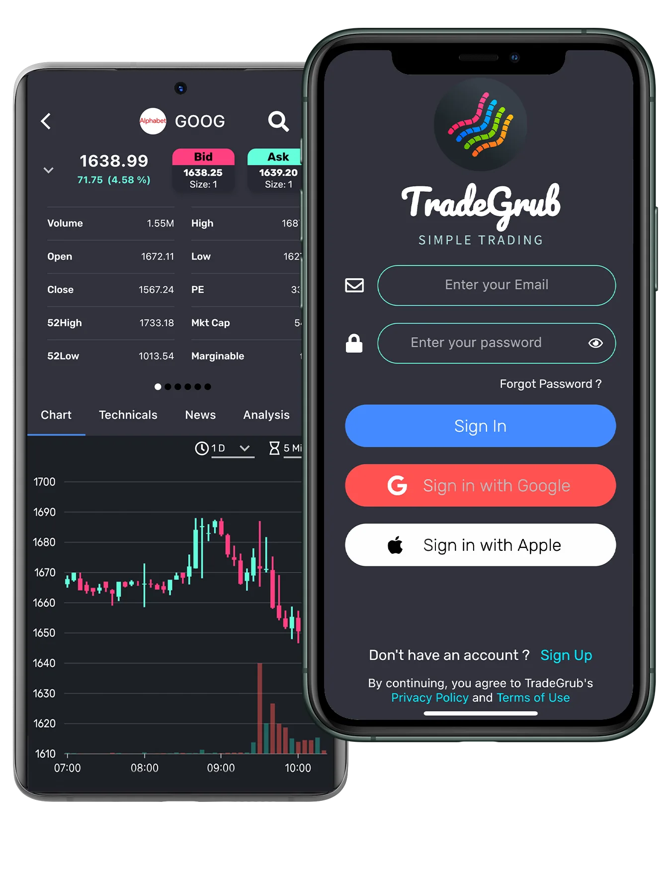 TradeGrub Stock and Crypto Info on Any Phone